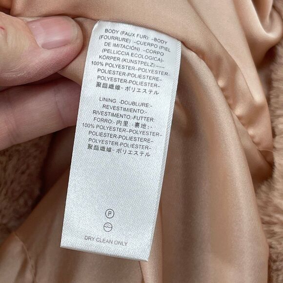 Free People Pink Beige Kate Faux-Fur Double Breasted Jacket Coat Size Medium - Picture 4 of 8